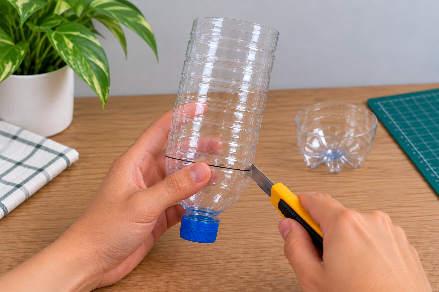 Potong bagian botol